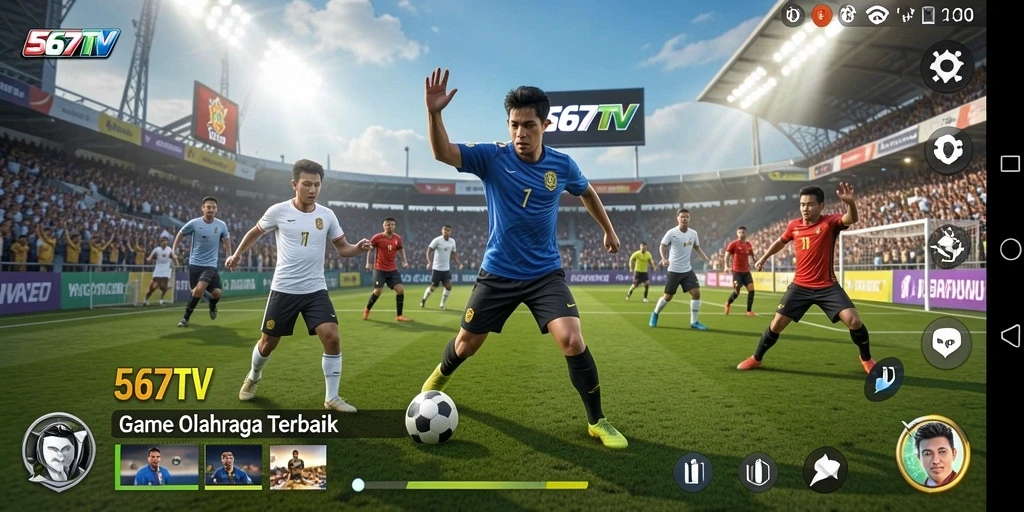 Tampilan gameplay seru dari aplikasi 567TV untuk penggemar olahraga.