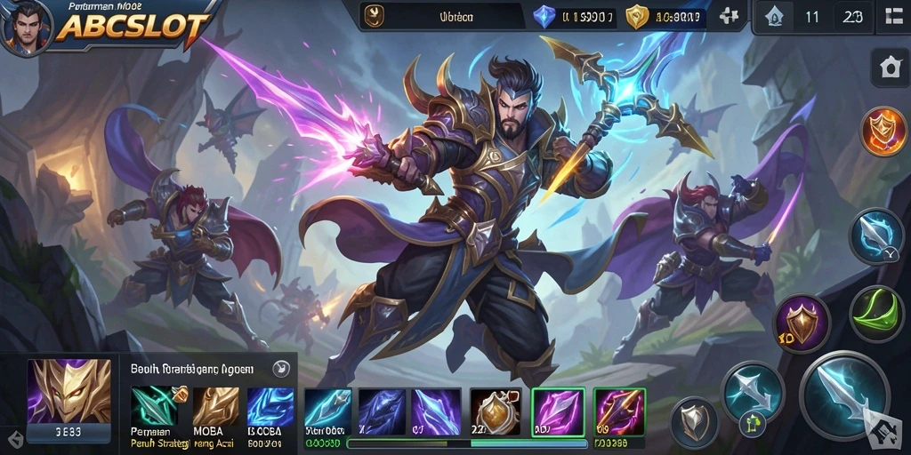 Tangkapan layar ABCSLOT menampilkan aksi seru dalam pertempuran tim MOBA.