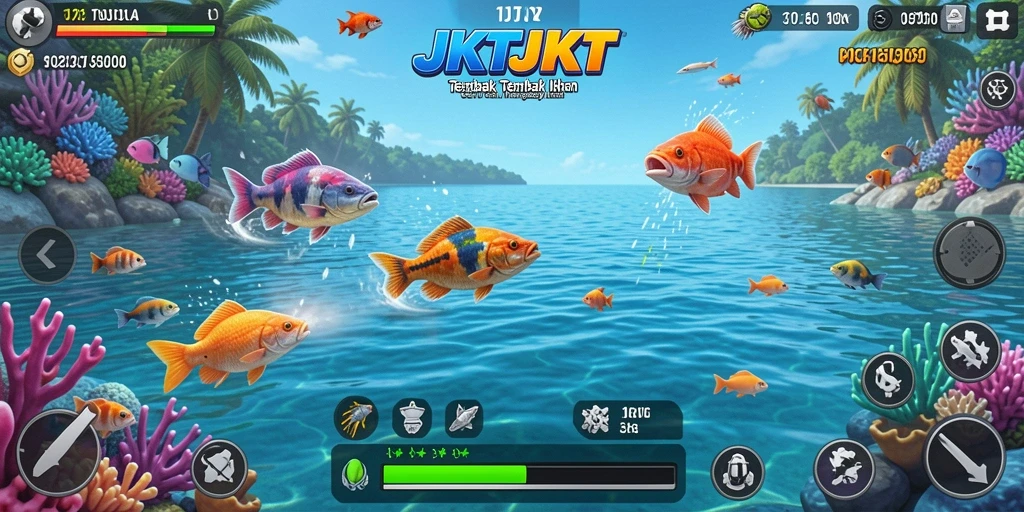 Tampilan gameplay menarik dari JKTJKT dalam menembak ikan.