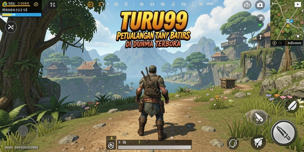 Tampilan menakjubkan dari gameplay TURU99 yang menggambarkan dunia luas.