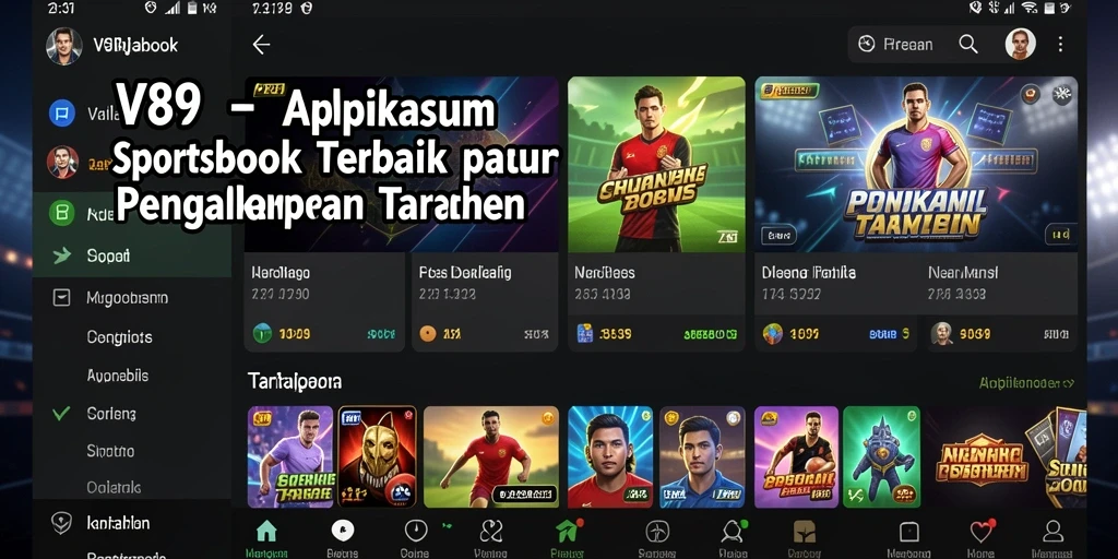 Tampilan screenshot menampilkan fitur taruhan Sportsbook V89 yang menarik.